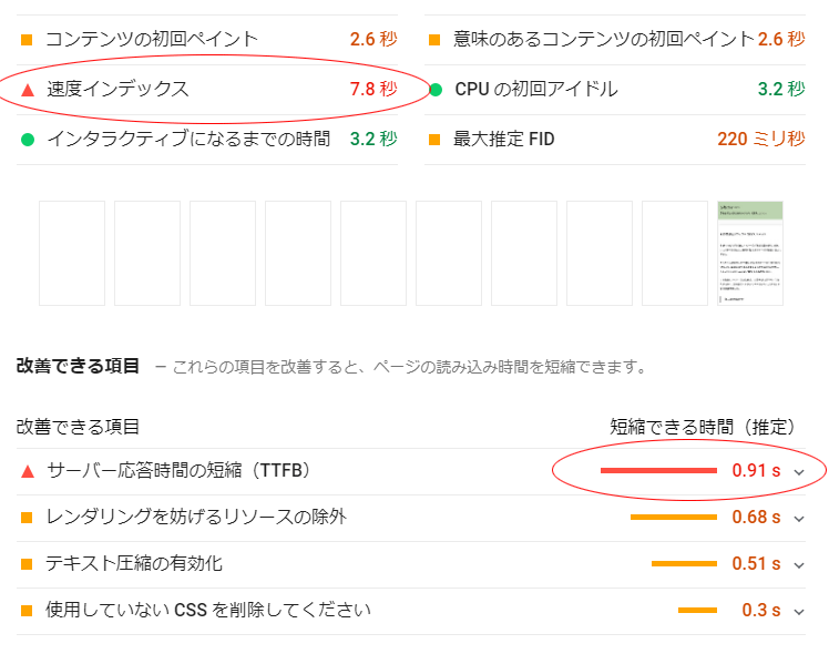 速度インデックス設定後